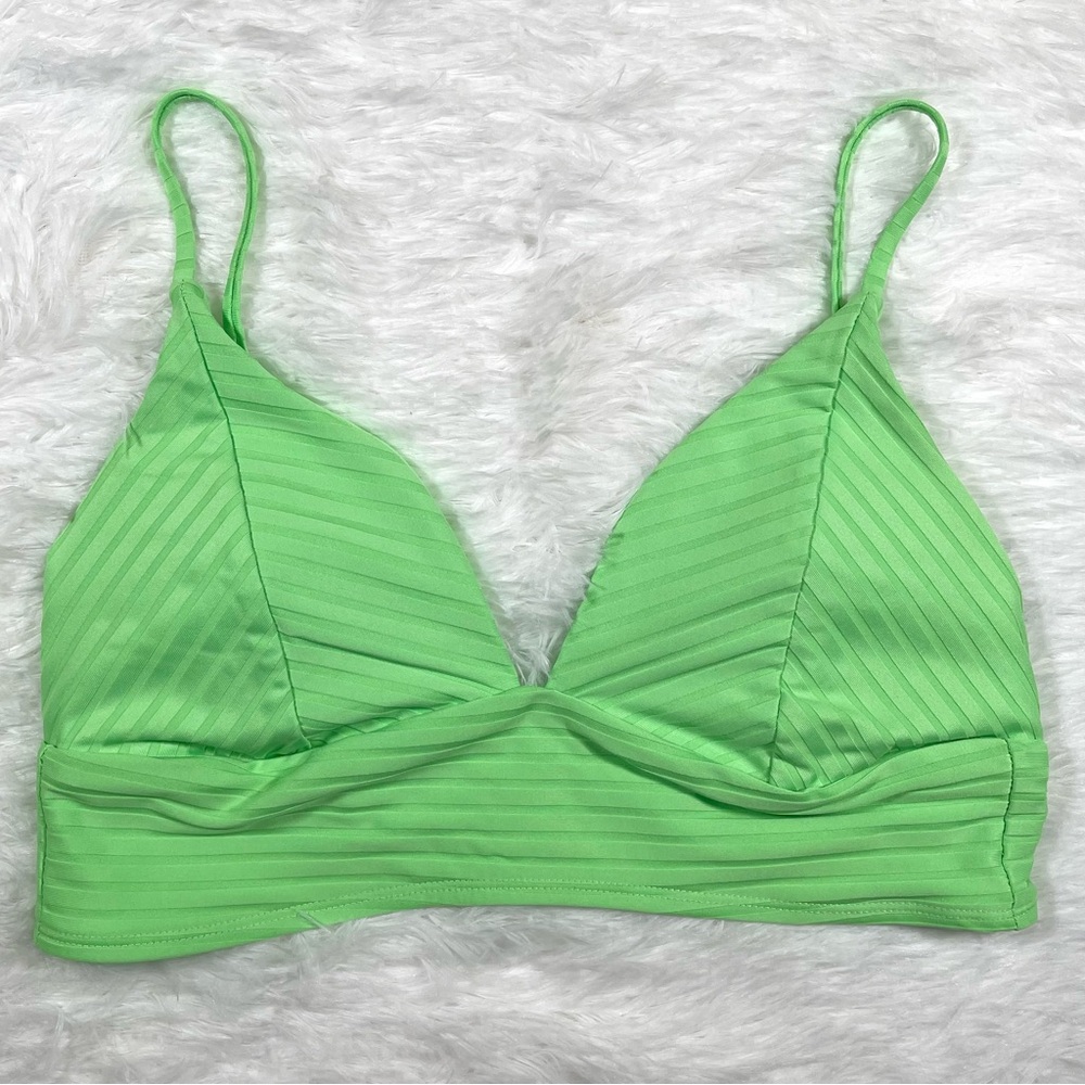 No Boundaries Juniors' Solid V-Front Bikini Swim Top Mint Sizzle Sz M - Picture 6 of 8